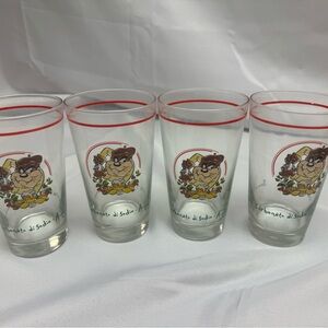 Warner Bros. Cartoon Character Glass Set with Red and Yellow Accents